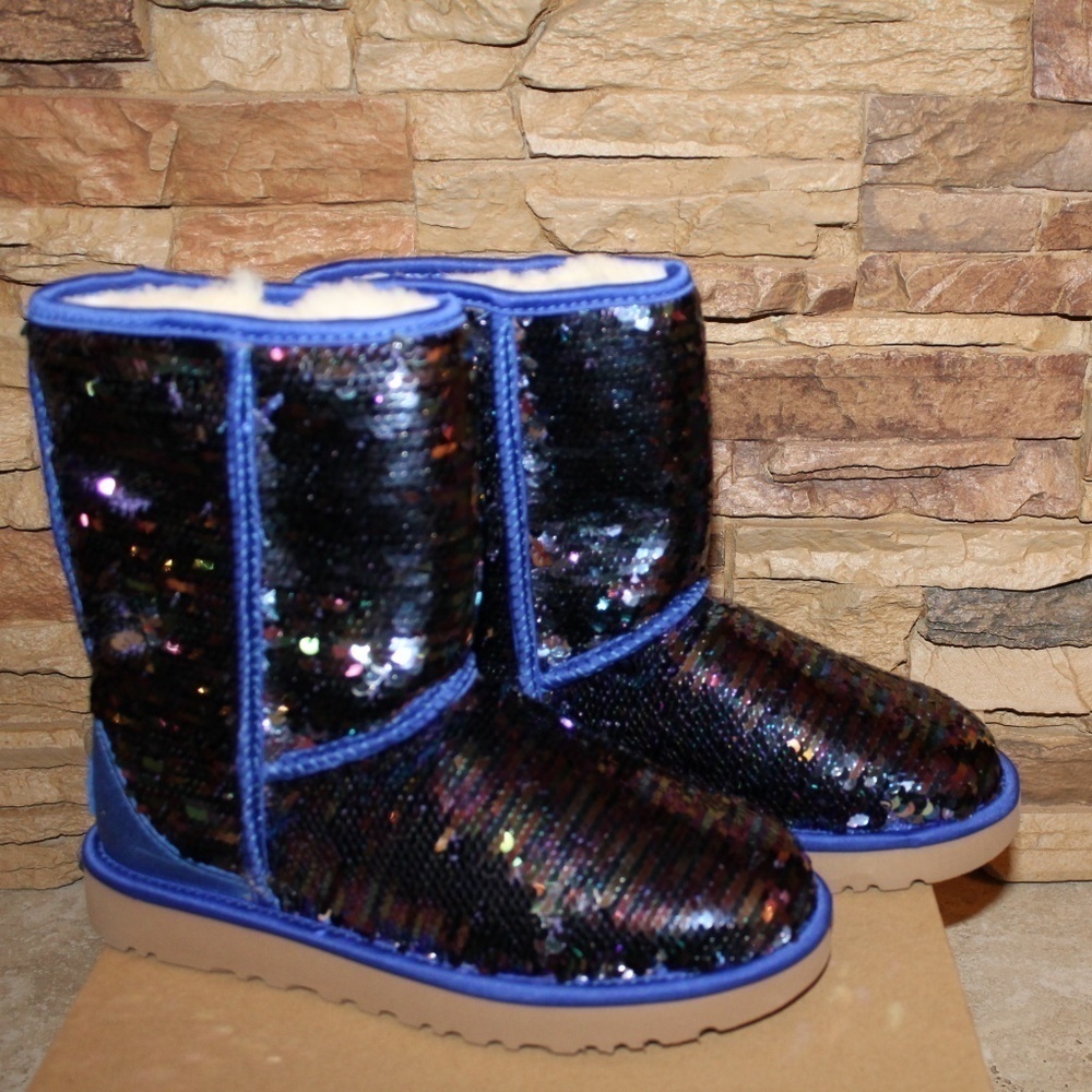 UGG Sparkling Black Boots with Blue Accents